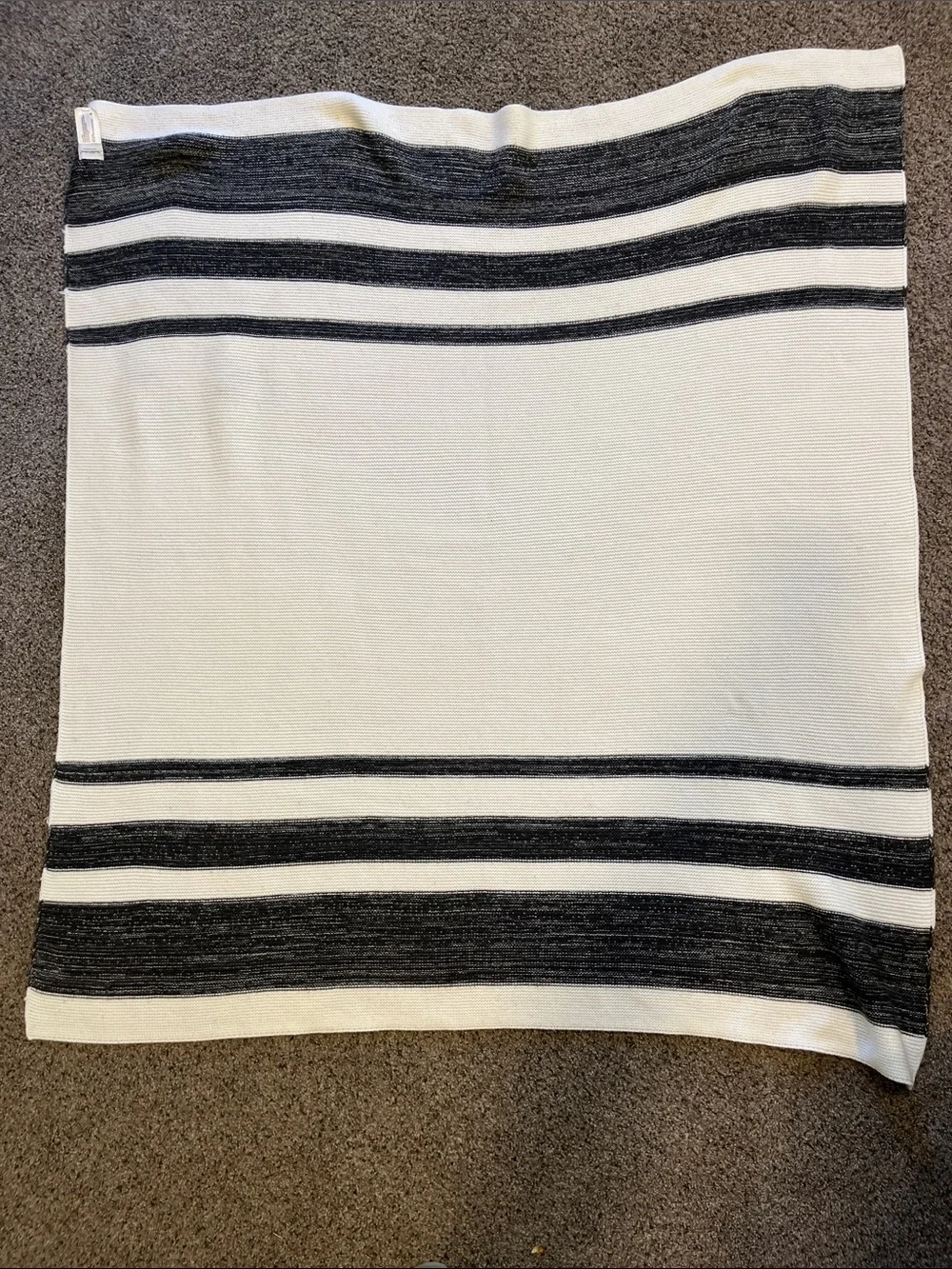 Hearth & Hand Cream and Black Striped Knit Throw